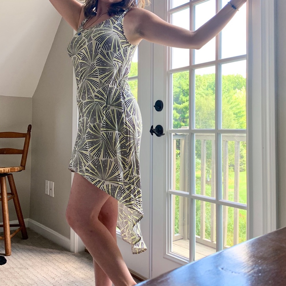 High/low fan pattern tank dress